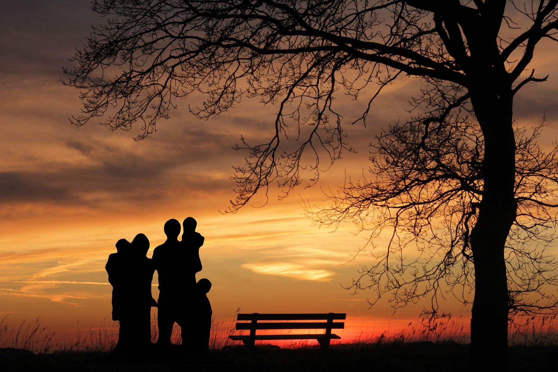 Family and sunset